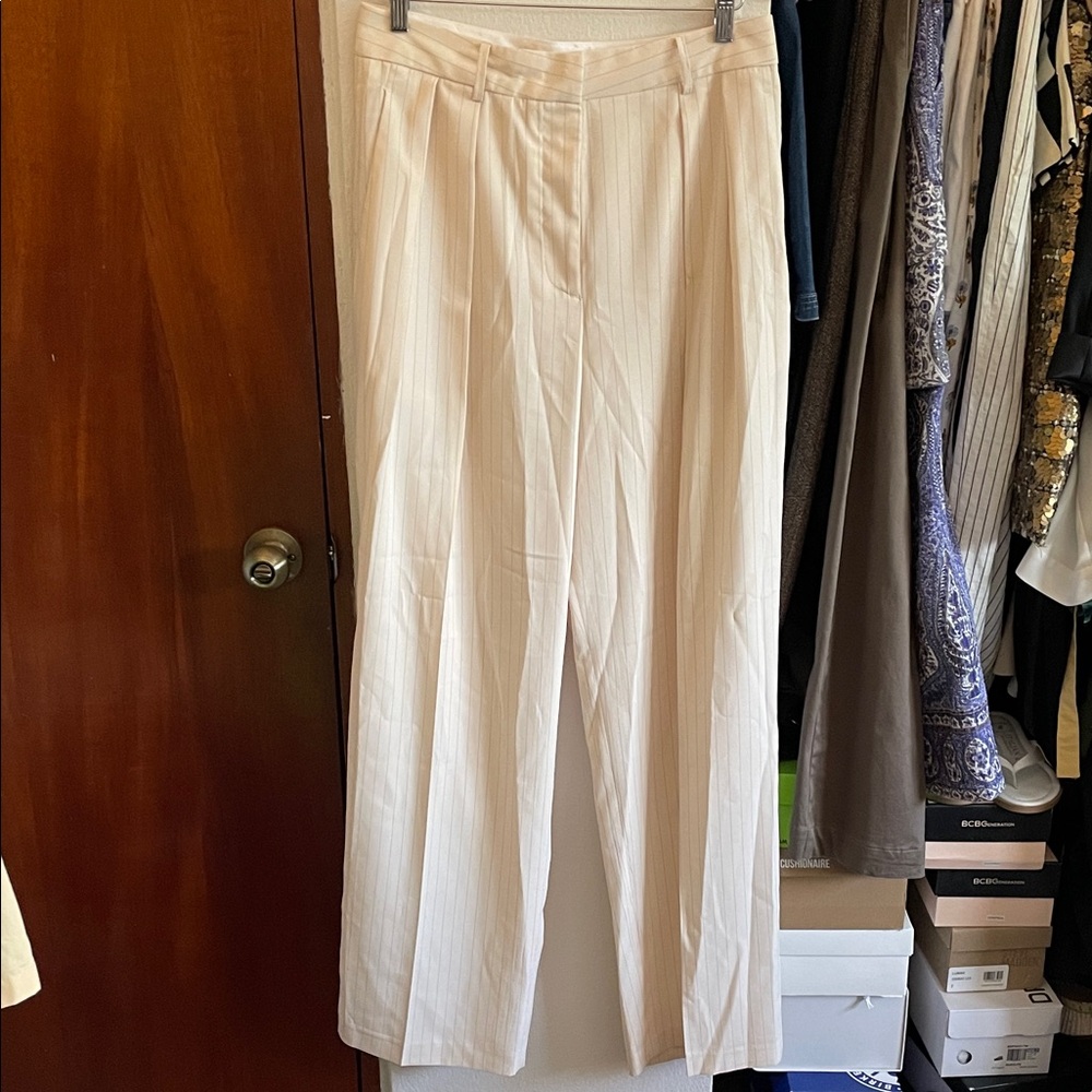 The Frankie Shop Striped Cream Pants Trousers Size L Large